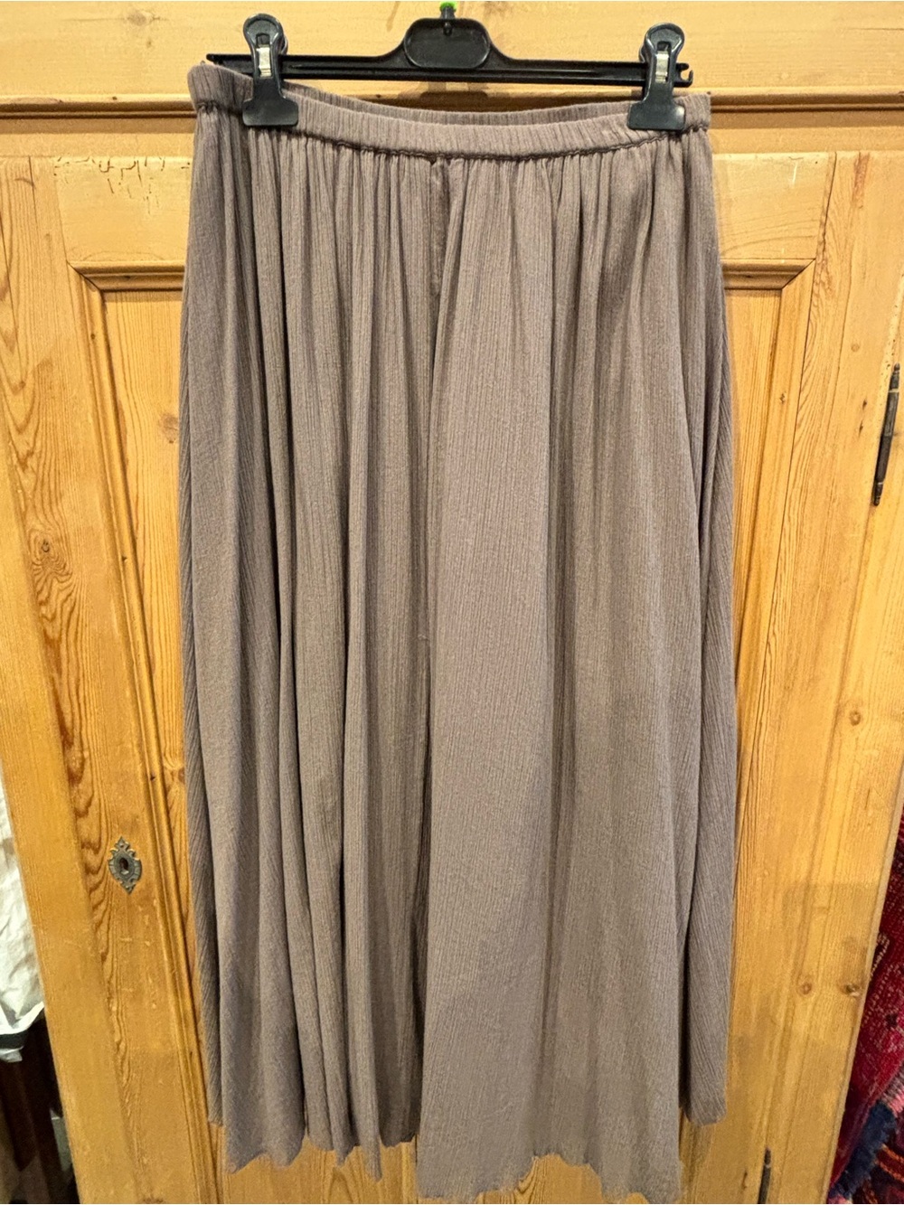 Women's Taupe Pleated Midi Skirt - Soft Flowing Silhouette